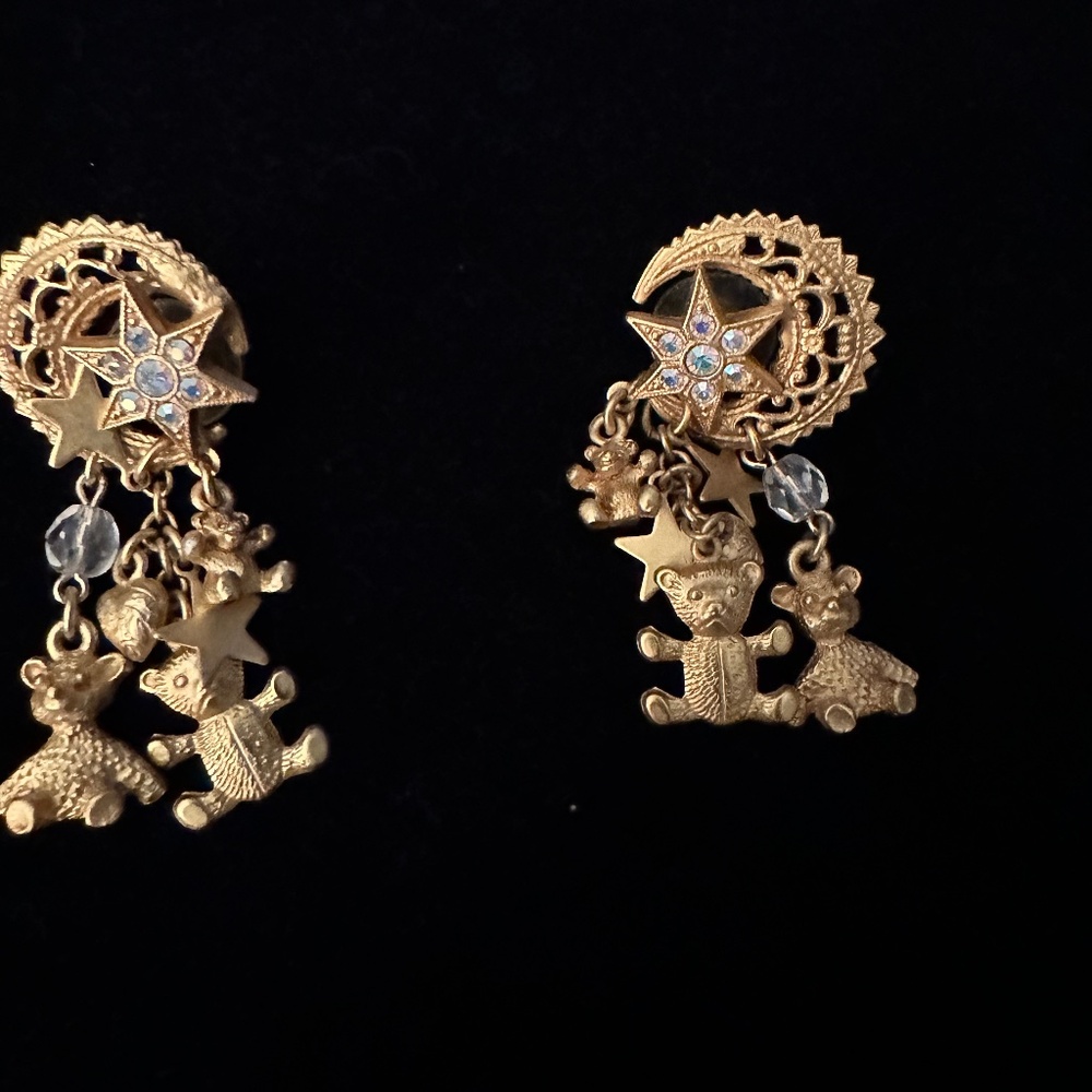Vintage Kirks Folly Teddy Bear earrings